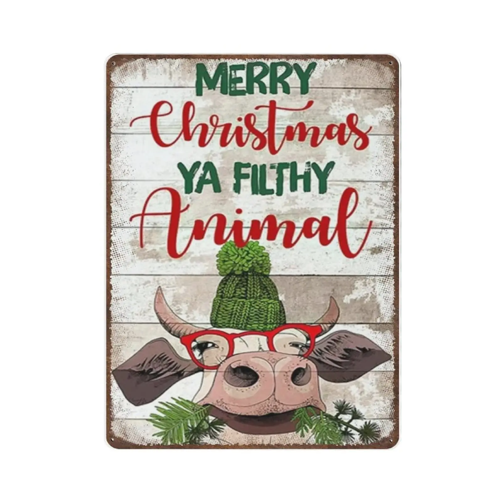 

Retro Thick Metal Tin Sign-Merry Christmas Ya Filthy Animal Tin Sign -Merry Christmas Decor，Funny Signs for Home/Kitchen/Garage/