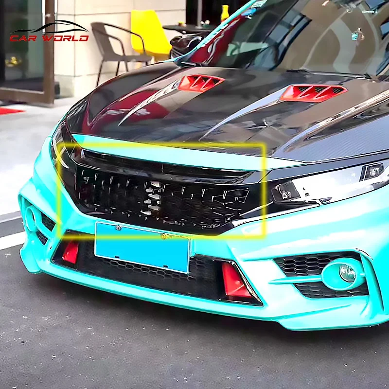 Автомобильная решетка для Honda Civic 2016-2019 Golssy черная переднего бампера АБС-пластик