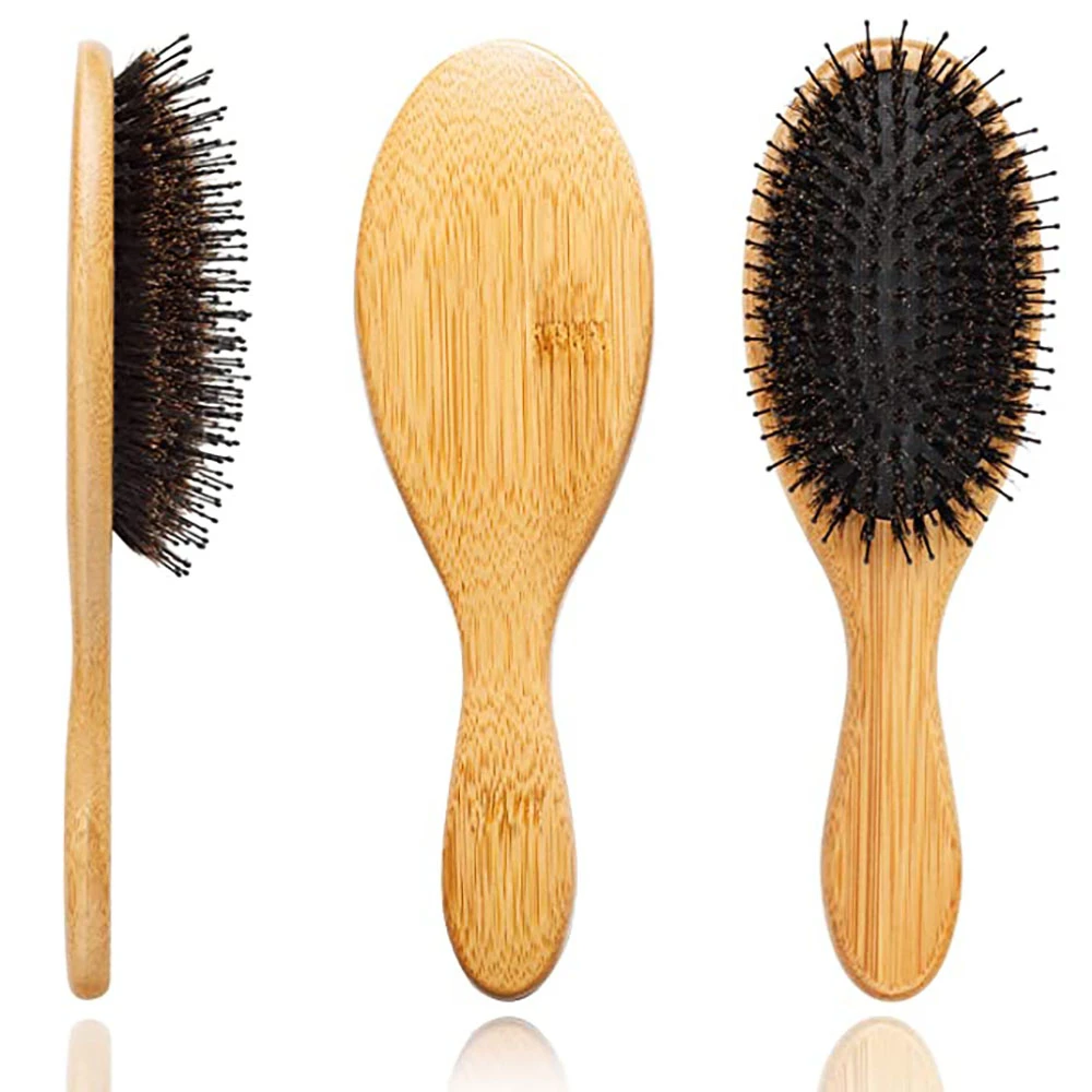 JounhTyiy Boar Bristle Hair Brushes Detangling Pins Wooden Detangler Hairbrush for Women Reduce Frizz Dry Restore Natural Shine