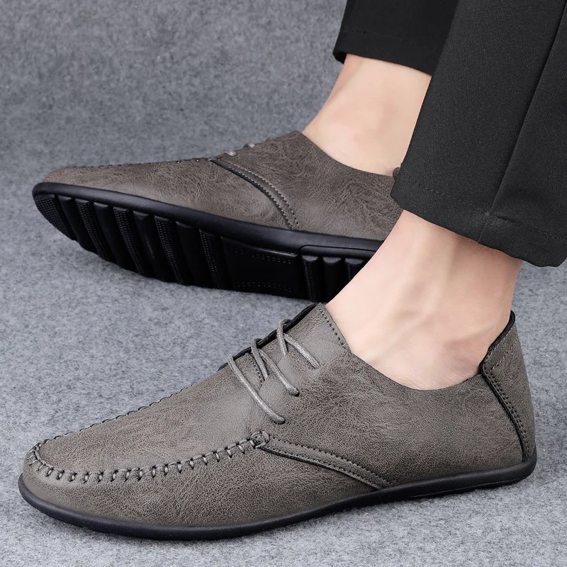 

Men's Casual Leather Shoes Spring New Microfiber Business Male Fashion Lace-up Teens Social Driving Shoe Zapatillas Hombre