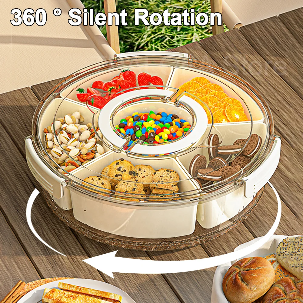Ящик для хранения еды вращающийся на 360° разделенный сервировочный поднос с