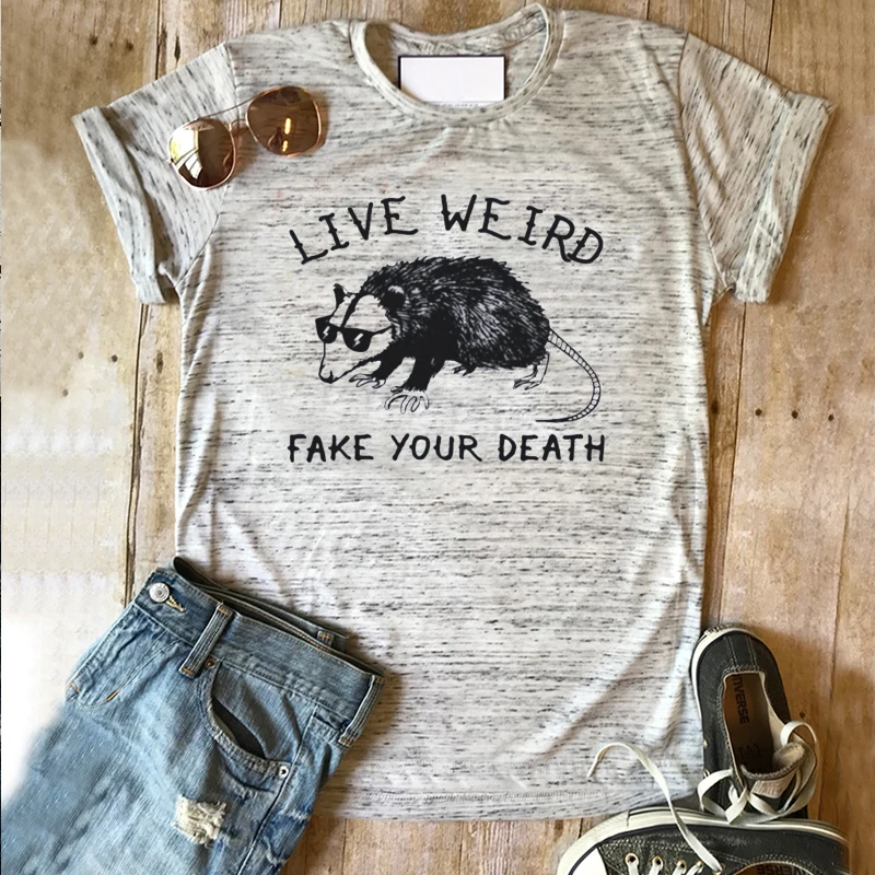 

Fake Your Death Tees Summer Vintage Punk Clothes Weird T Shirt Funny Animal Shirt AwesomeTee for Women Streetwear Top