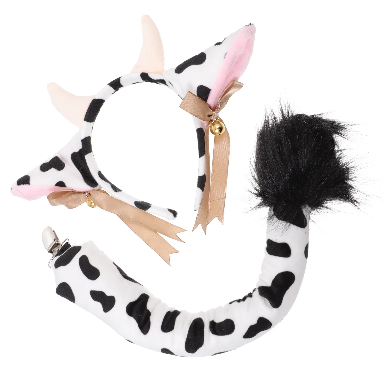 

Headband Tail Earrings Women Hoops Set Cow Masquerade Headdress Clothing Set Fox Cosplay Set Plush 3d Animal Costume Women's