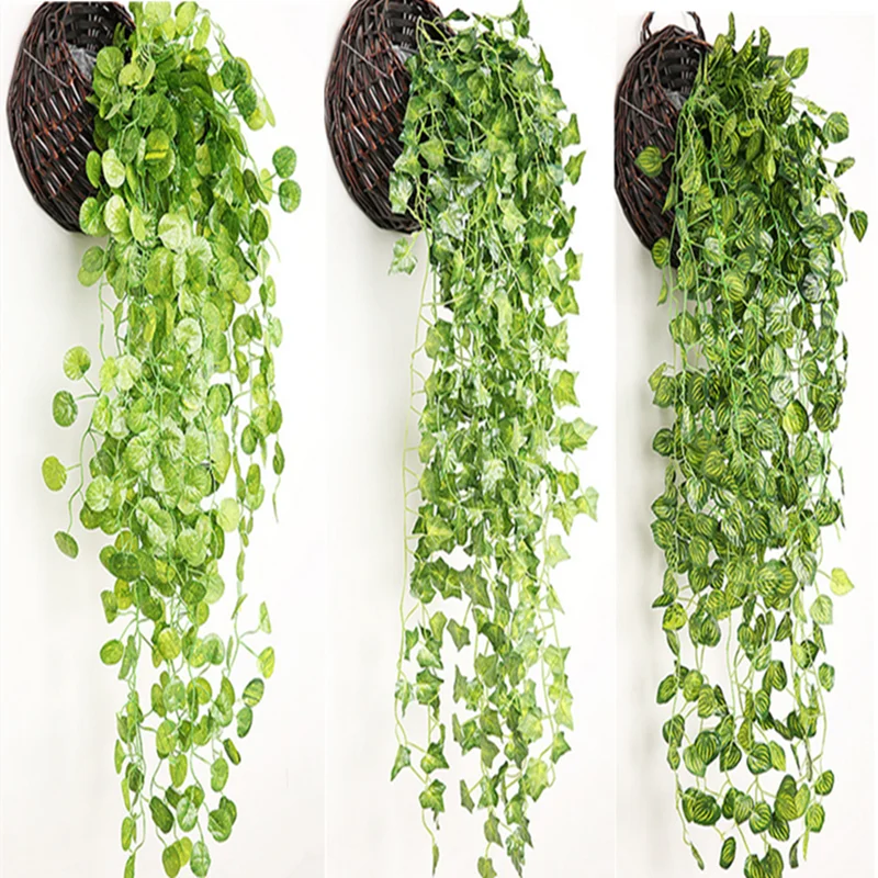 

Искусственные виноградные растения 90 см, подвесные плющ, зеленые листья, гирлянда, морские водоросли, искусственные цветы винограда, украше...
