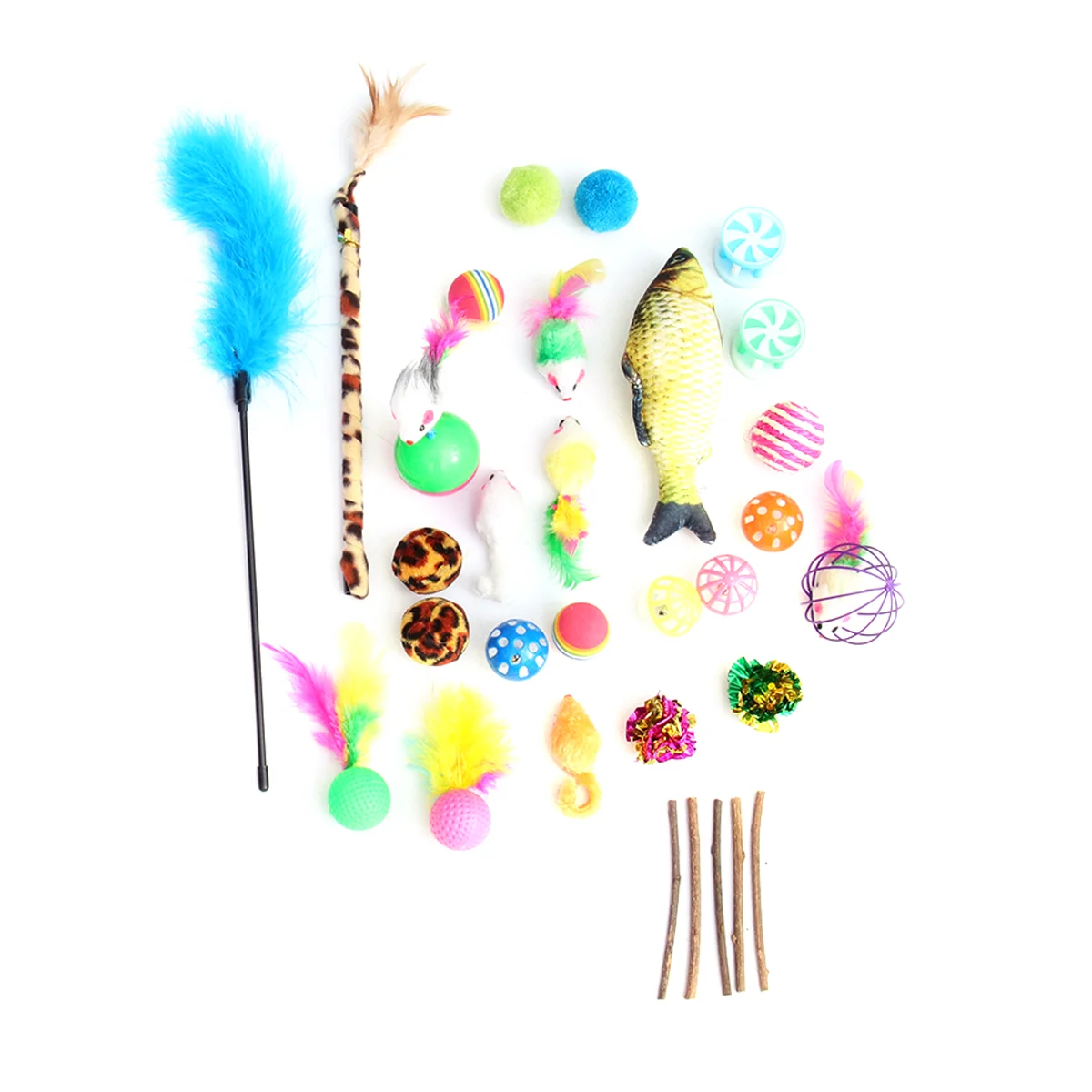 

1 Set of Assorted Cat Funny Cat Kitten Set Cat Teaser Wand Interactive Cat Cat Cat