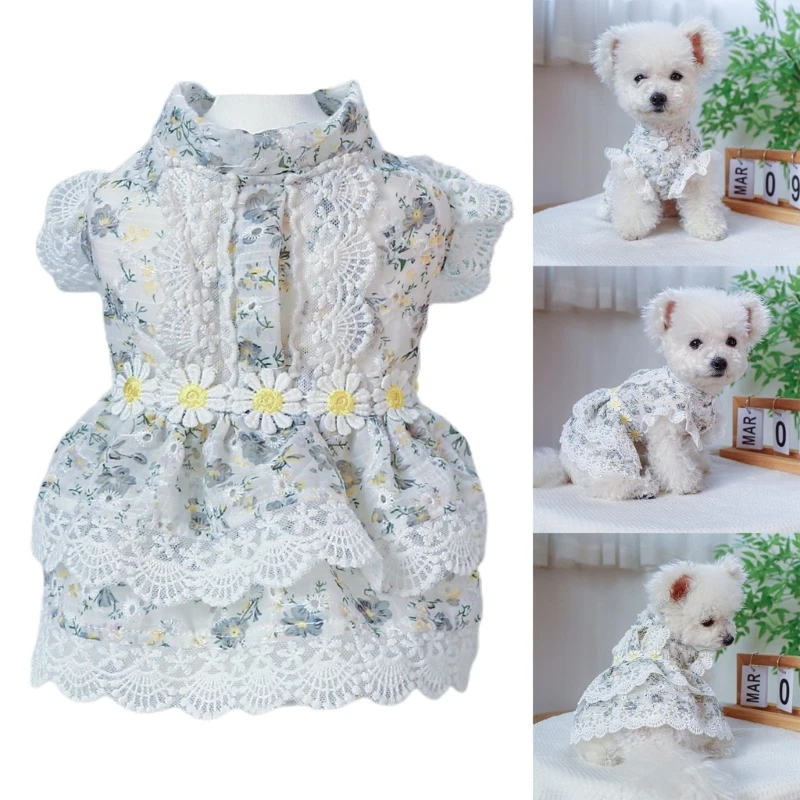 

Dog Skirt for Small Dog Dress Sweet Dog Girly Dress Spring Dog Lace Floral Skirt