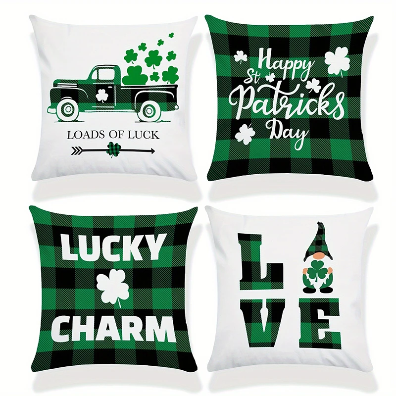 Домашний декор наволочка ко Дню Святого Патрика зеленый топпер трилистник Lucky Charm