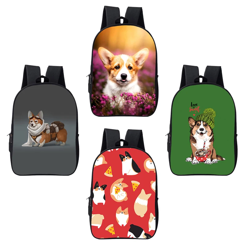 3D Pet Dog Welsh Corgi Pembroke Backpacks Sac A Dos Kawaii Mochila Children School Bags Kids Canvas Bookbag Women Travel Bags