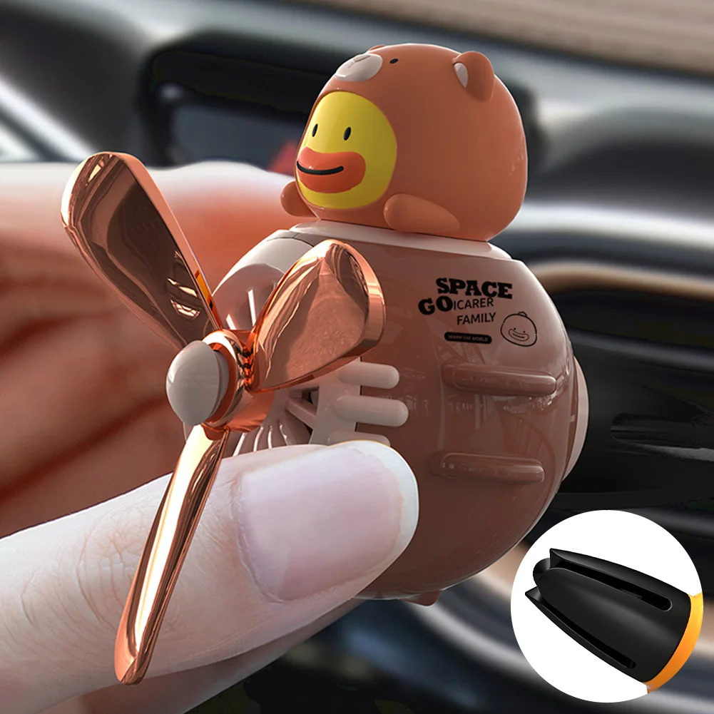 

Car Air Freshener Cartoon Duck Pilot Air Outlet Aroma Diffuser Rotating Propeller Perfume Car Decoration Interior Accessories