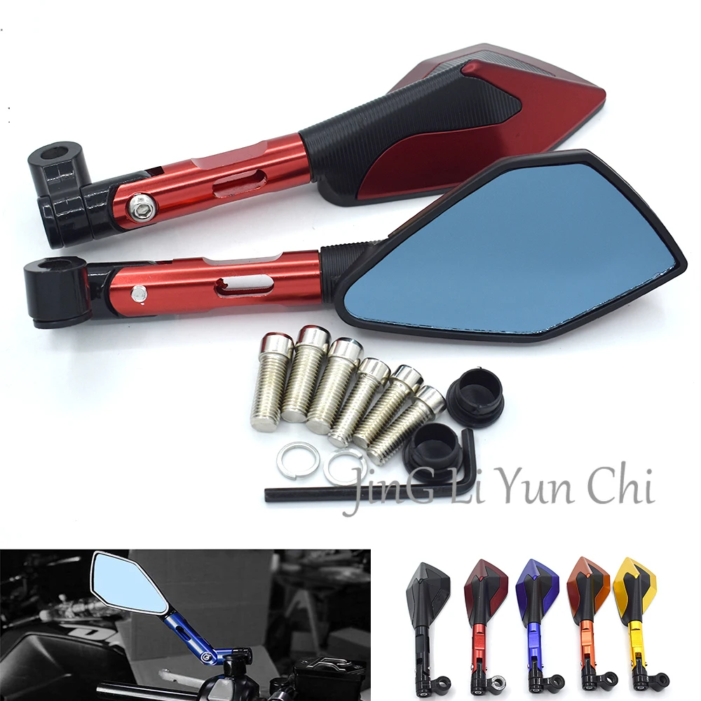 

Universal Motorcycle Rearview Mirror Blue Glass CNC Aluminum For Honda CB190R CB300F CB500F CB600F CB1100R NC750S CBF125 CBF190R