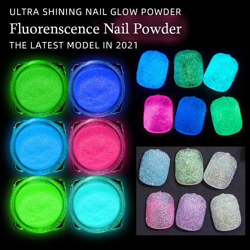 

Flash Reflective Powder Neon Fluorescent Nail Glitter Shinny Chrome Pigment Dust UV Gel Polish Diy Manicure Art Decoration 2023