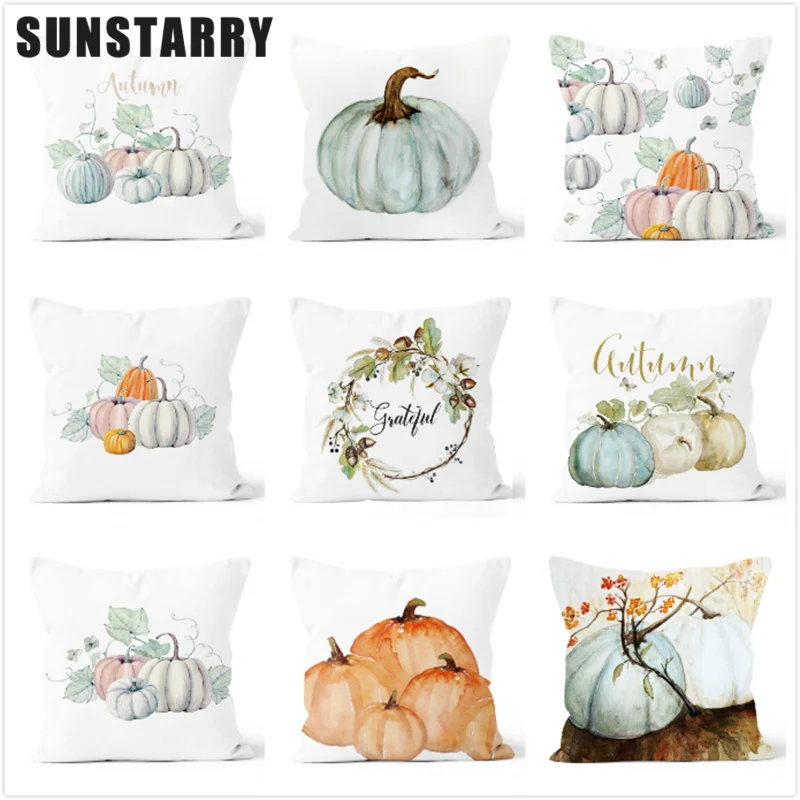 

Thanksgiving Cushion Cover Home Decor Pillowcase High Quality Watercolor Heart Halloween Christmas Pillow Cover kussensloop