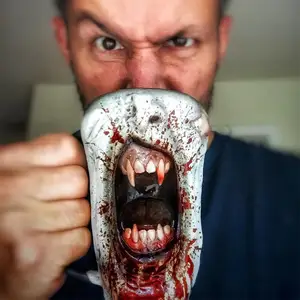 500ML Handmade Gothic Vampire Half Face Mug Resin Bloody Scary Cup 2023 Halloween Horror Funny Mug SpecialGift For Family Friend