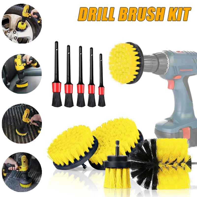 

2/3.5/4/5'' Brush Attachment Set Power Scrubber Brush Car Polisher Bathroom Cleaning Kit with Extender Kitchen Cleaning Tools