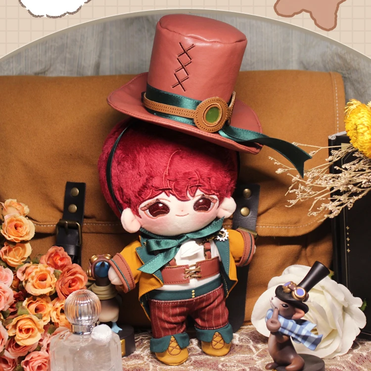 

Spot Goods No Attributes Black Tea Cotton Doll 20cm Plush Stuffed Doll Toy High hat gentleman Dress Up Clothing Cosplay Gifts