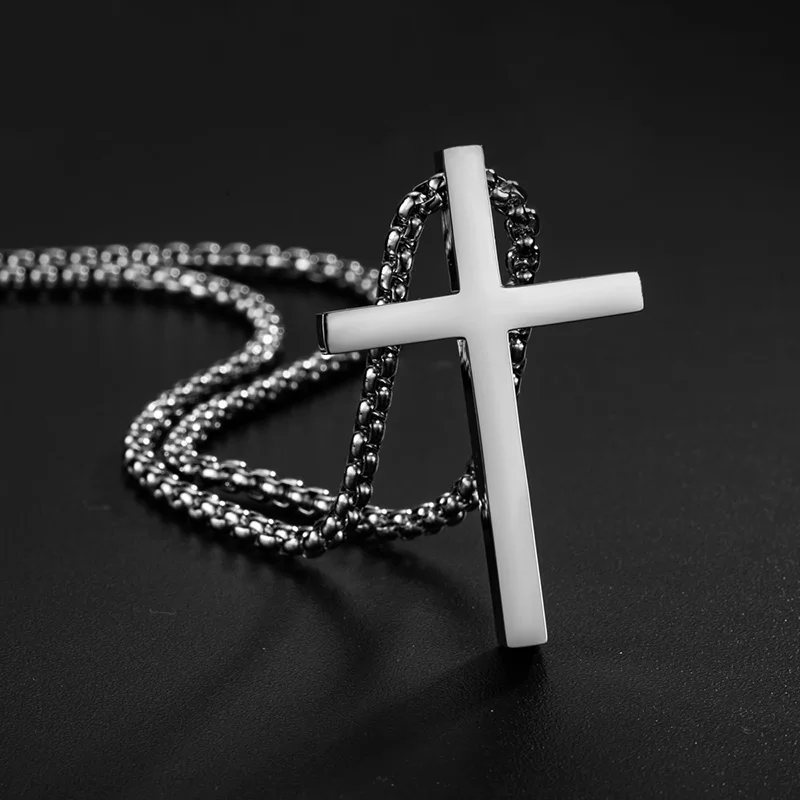 

1 PC New Stainless Steel Cross Pendant Necklace for Men Women Minimalist Jewelry Male Female Necklaces Chokers Silver Color