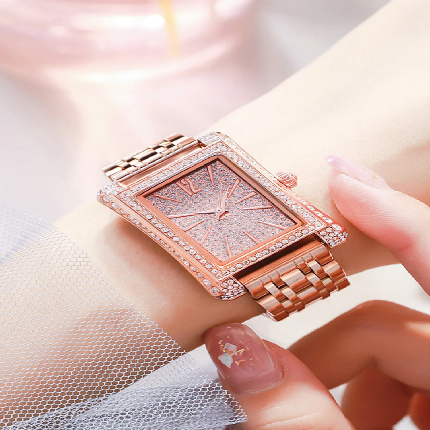 Top Brand Luxury New Ladies Diamond Watch Fashion Rectangle lady Wrist Watch Stainless Steel Simple Women Watch Relogio Feminino enlarge