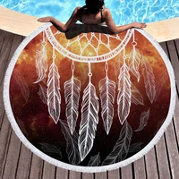 towel beach towel shawl fast drying swimming gym camping big round beach towel feather 3d all over printed beach towel 02