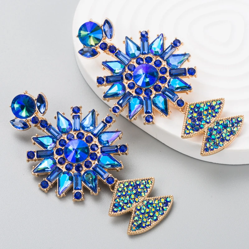 

Exaggerated Personality Colored Rhinestone Pendant Earrings Wholesale
