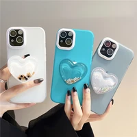 solid color jelly rhombus flowers love bracket phone case for iphone 13 12 11 pro x xs xr max 7 8 plus fashion shockproof cover