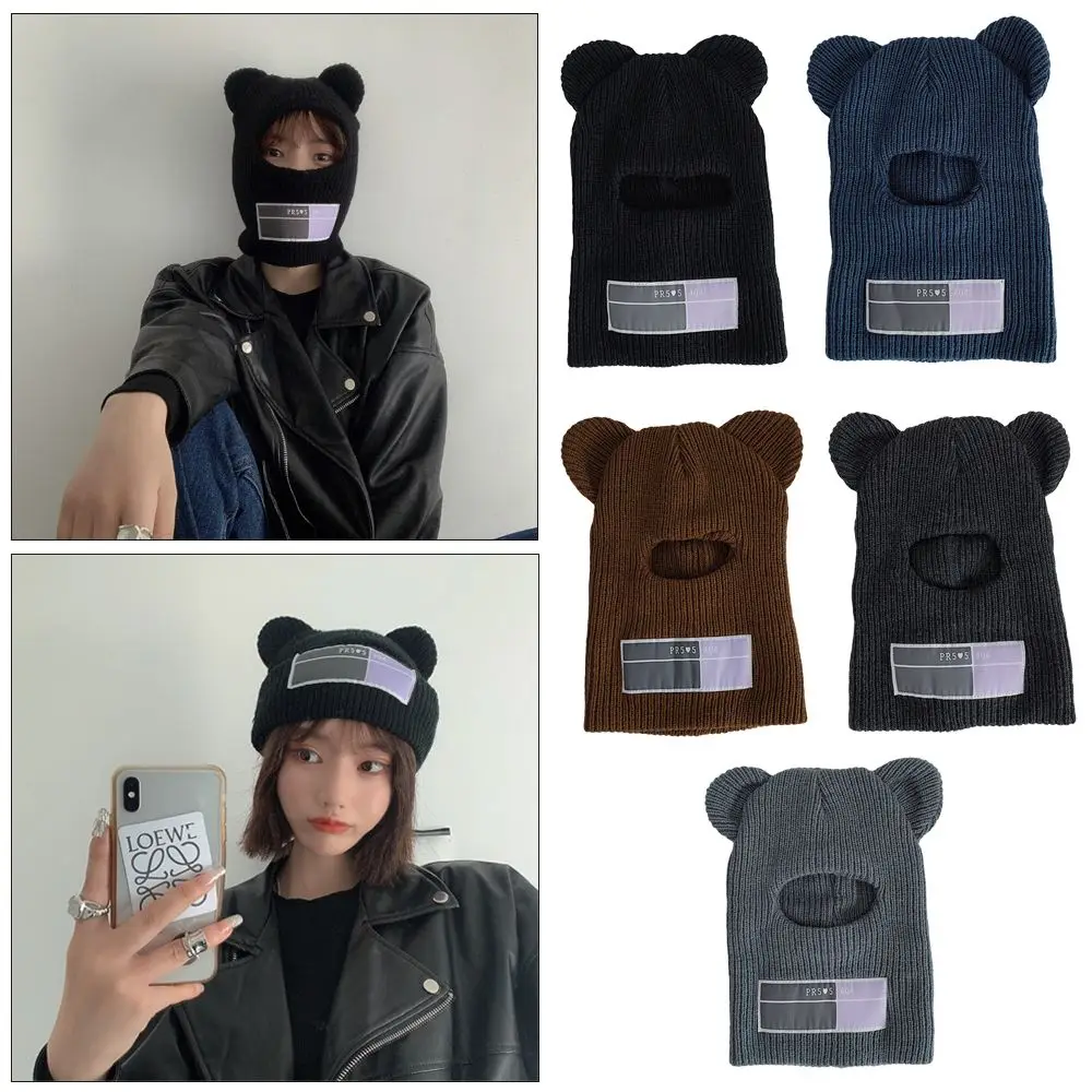 

Теплая зимняя шапка из искусственной шерсти с защитой от холода, Балаклава, маска, вязаная шапка, лыжная маска