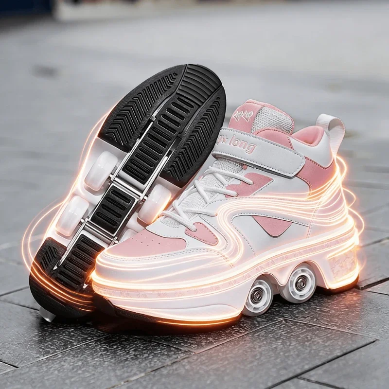 Фото Прямые поставки с завода: безопасные детские роликовые коньки для детей 6-15 лет, 4-колесные, трансформируемые, нескользящие, для девочек, в наличии для международной доставки. №1
