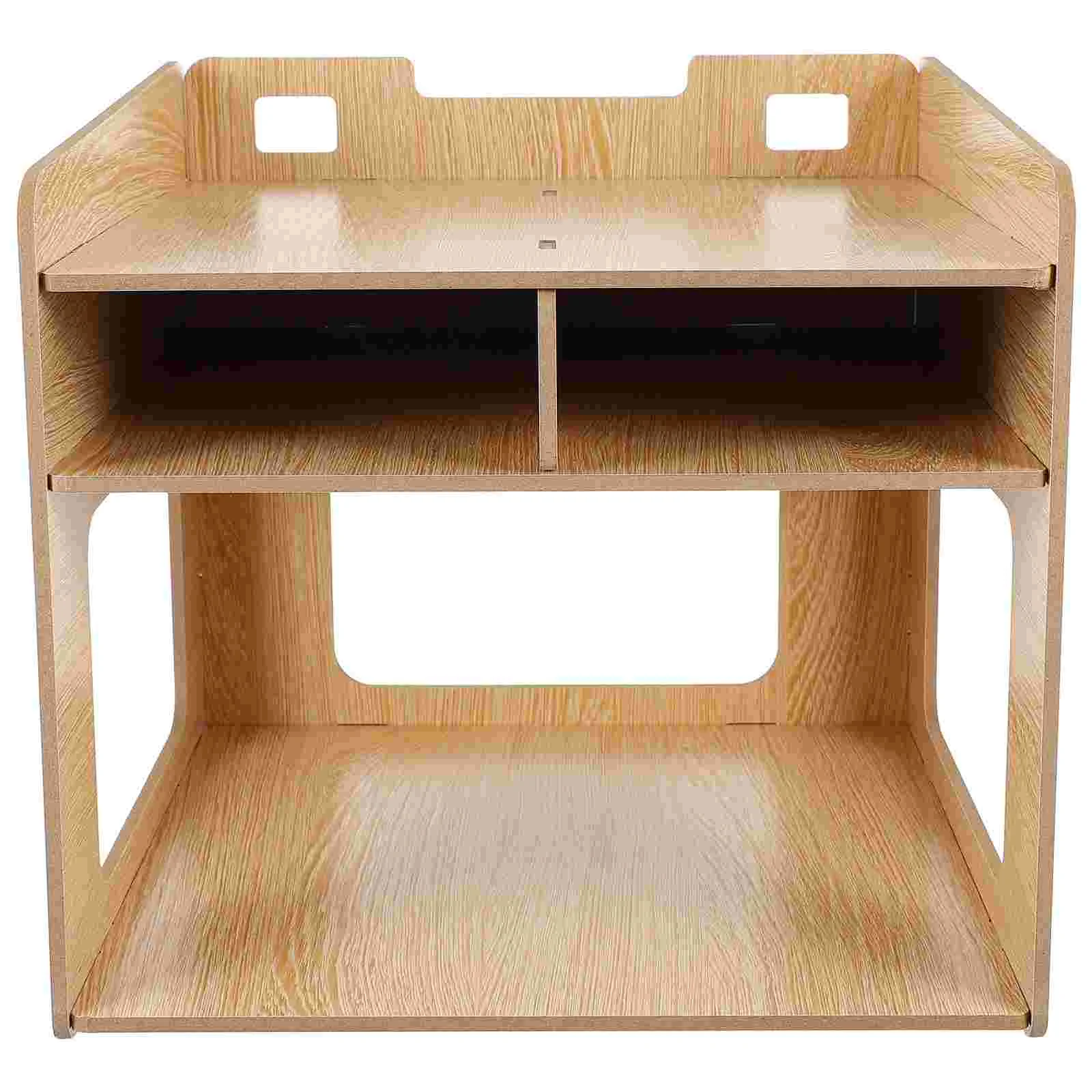 

Desktop Stand Home Office Organization Storage Desktop Shelf with Drawer Desk Stand Bookshelf 2 Tier Wood Desk Organizer for