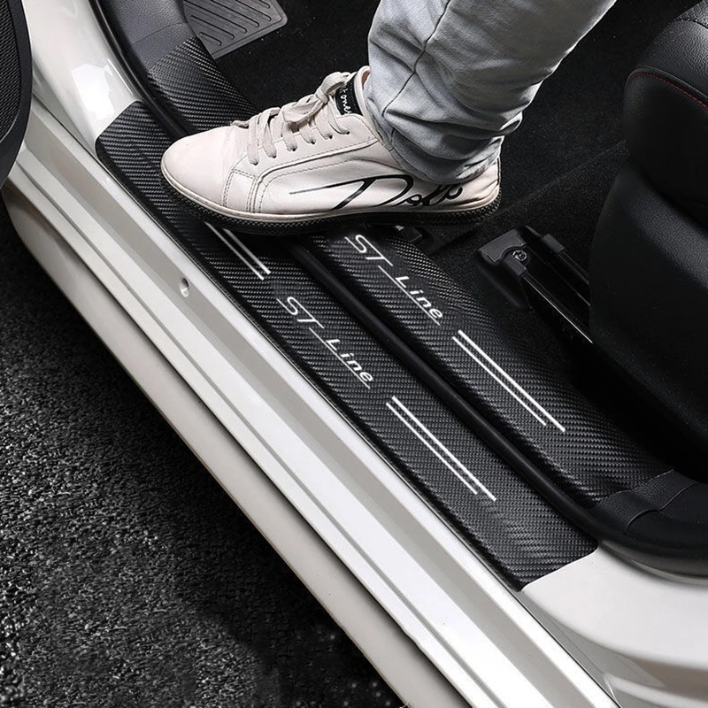 

Carbon Fiber Auto Door Threshold Waterproof Decal Auto Door Trunk Protective Strip For Ford Focus mk2 st Vignale / st-line f150