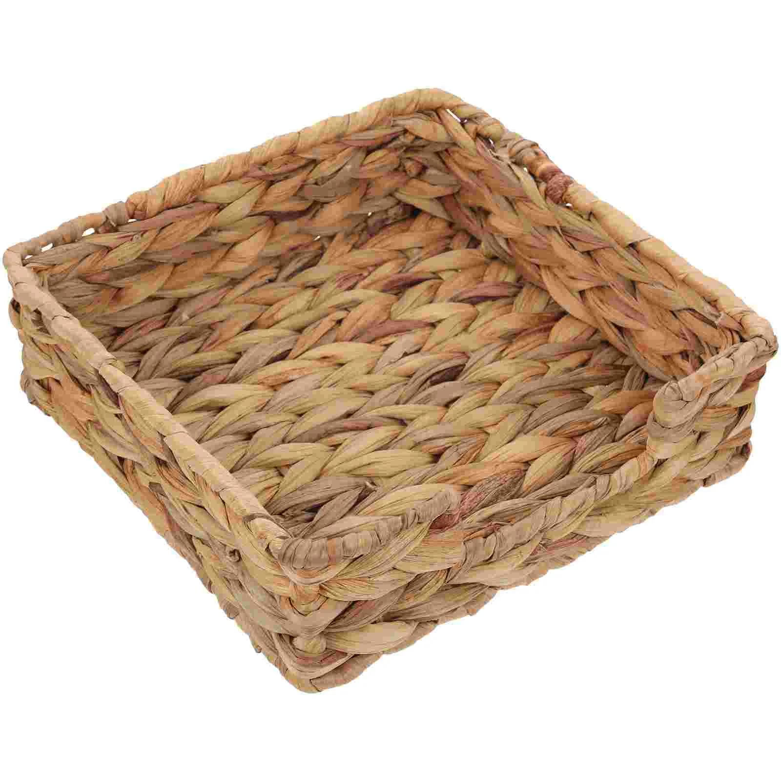 

Water Hyacinth Napkin Tray Straw Tissue Box Woven Storage Bins Desktop Decoration Servilletero