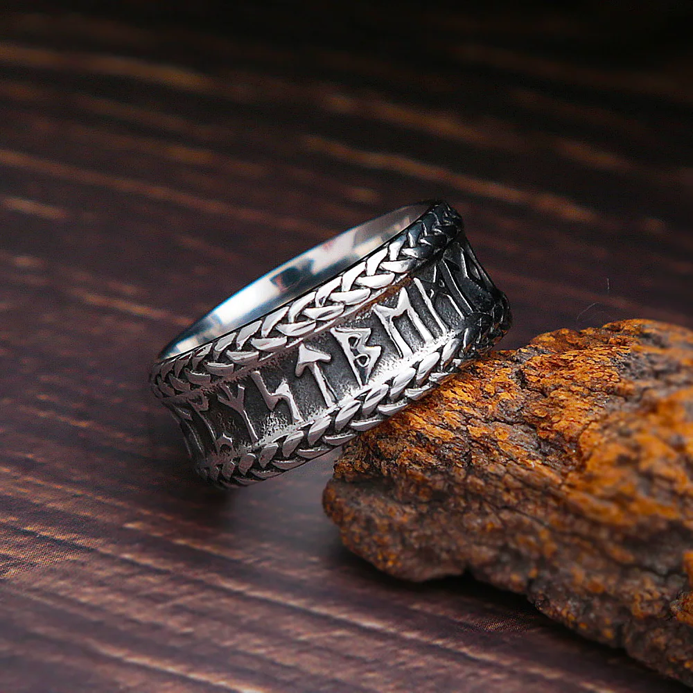 

Vintage Steel Odin Rune Viking Ring Men Women Nordic Stainless Steel Braided Irish Celtics Knot Rings Men Fashion Jewelry Gift