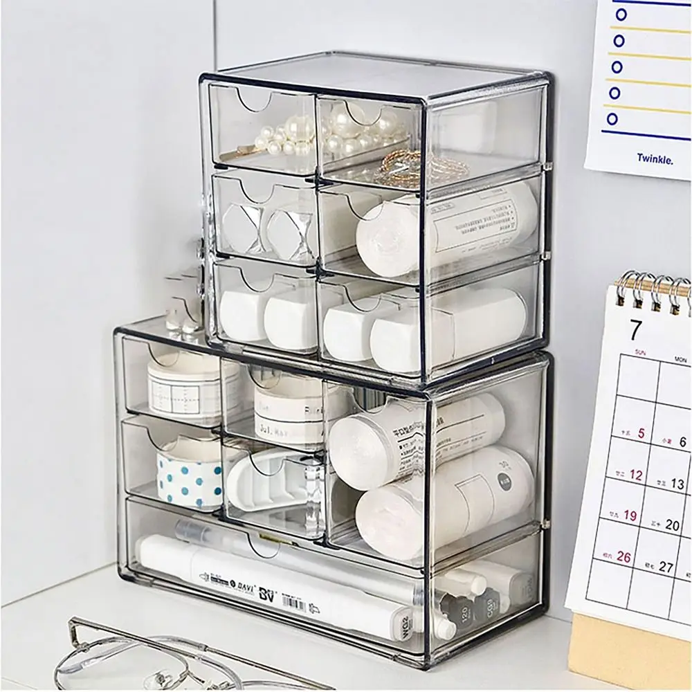 Прозрачный ящик коробка для хранения многофункциональная полка большой емкости