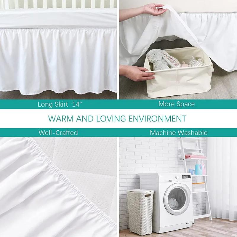 Хорошо изготовленная кроватка юбка 4-стороннее Плиссированное пылезащитное