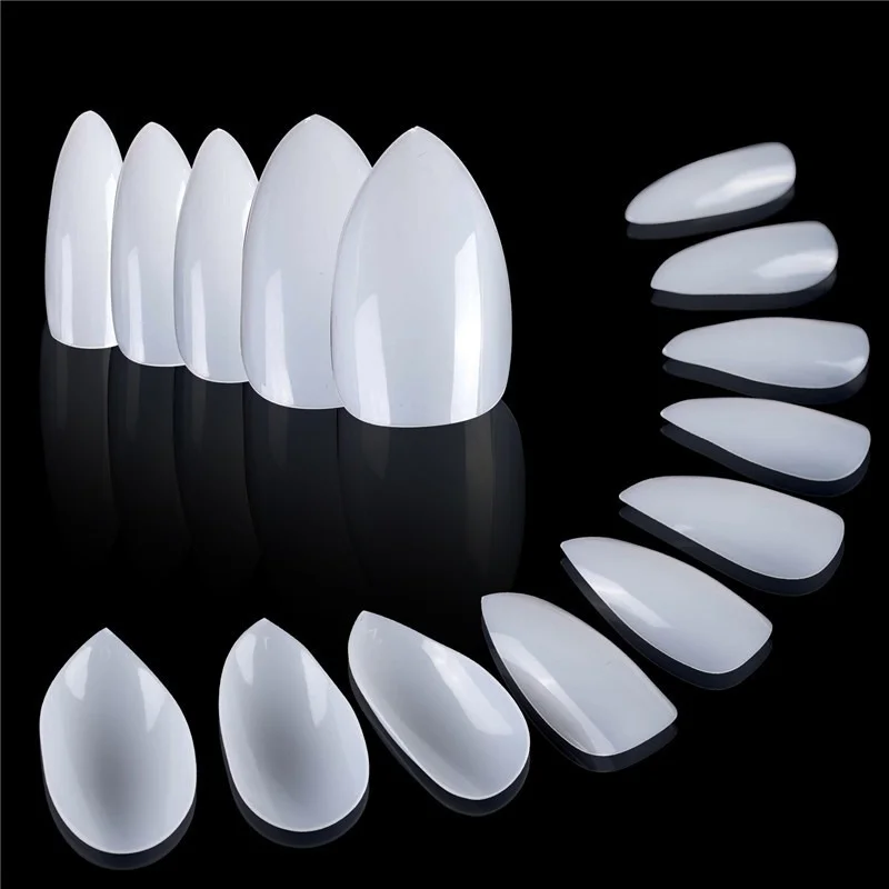 

600Pcs White Transparent Fake Nails Art Uv Gel Fingernails Press on Nails Stiletto Acrylic Nails Tip Full Cover Manicure