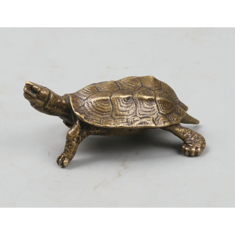 

53MM/2.1" Collection Curio Rare Chinese Small Bronze Exquisite Animal Tortoise Cuckold Sea Turtle Thalassian Statue Statuary 62g