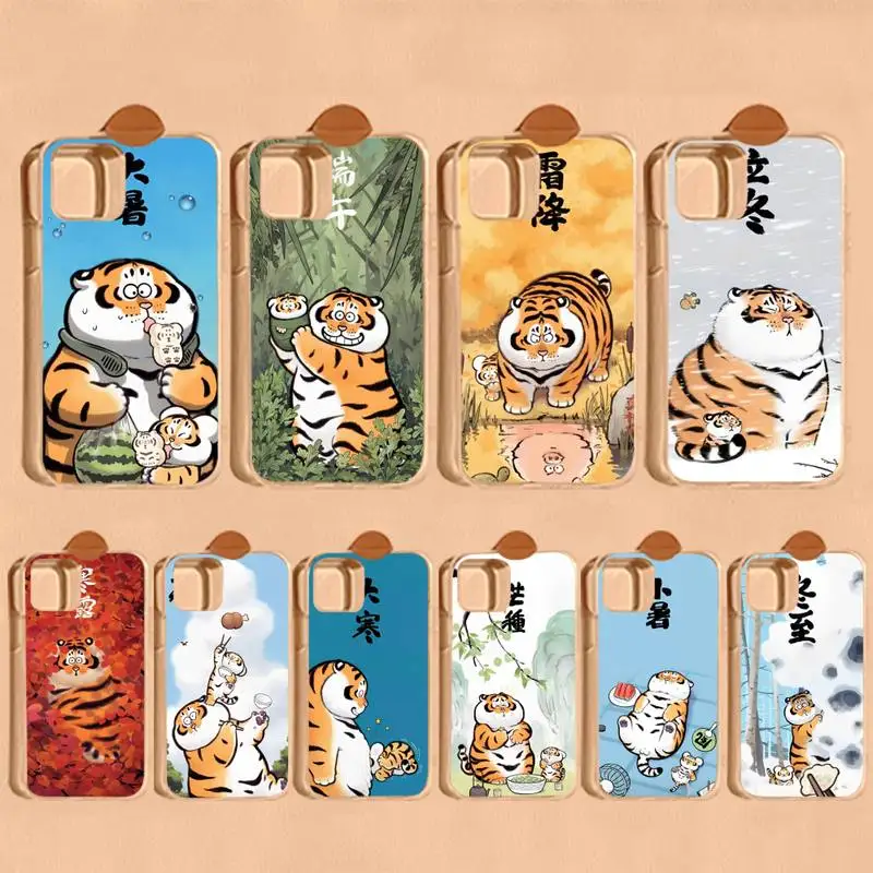 Cartoon Fat Tiger Phone Case For iPhone 14 11 12 13 Mini Pro XS Max Cover 6 7 8 Plus X XR SE 2020 Funda Shell