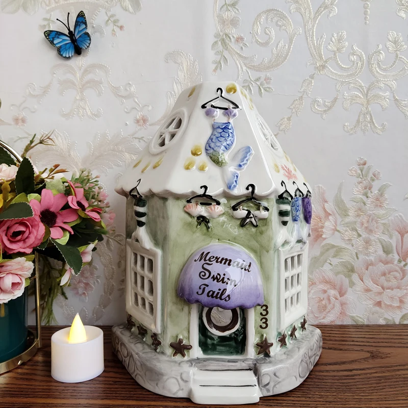 

Синее небо Русалка керамический дом подсвечник креативная фарфоровая свеча мебель для дома хомяк гнездо