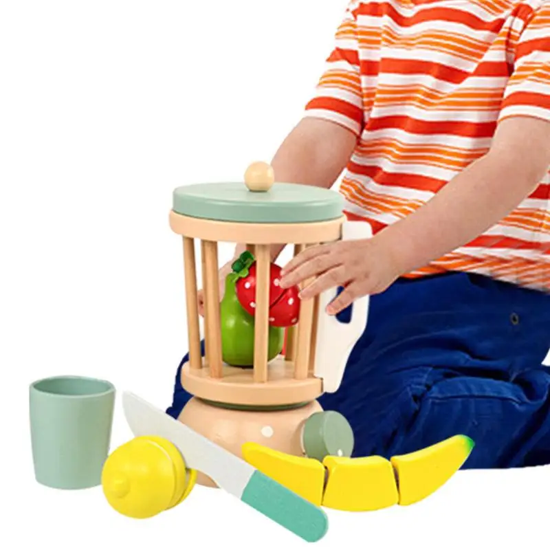 

Smoothie Toy Play Blender Set For Kids Kitchen Cooking Toys With Fruit Wooden Smoothie Maker Toy Playset Kids Pretend Play