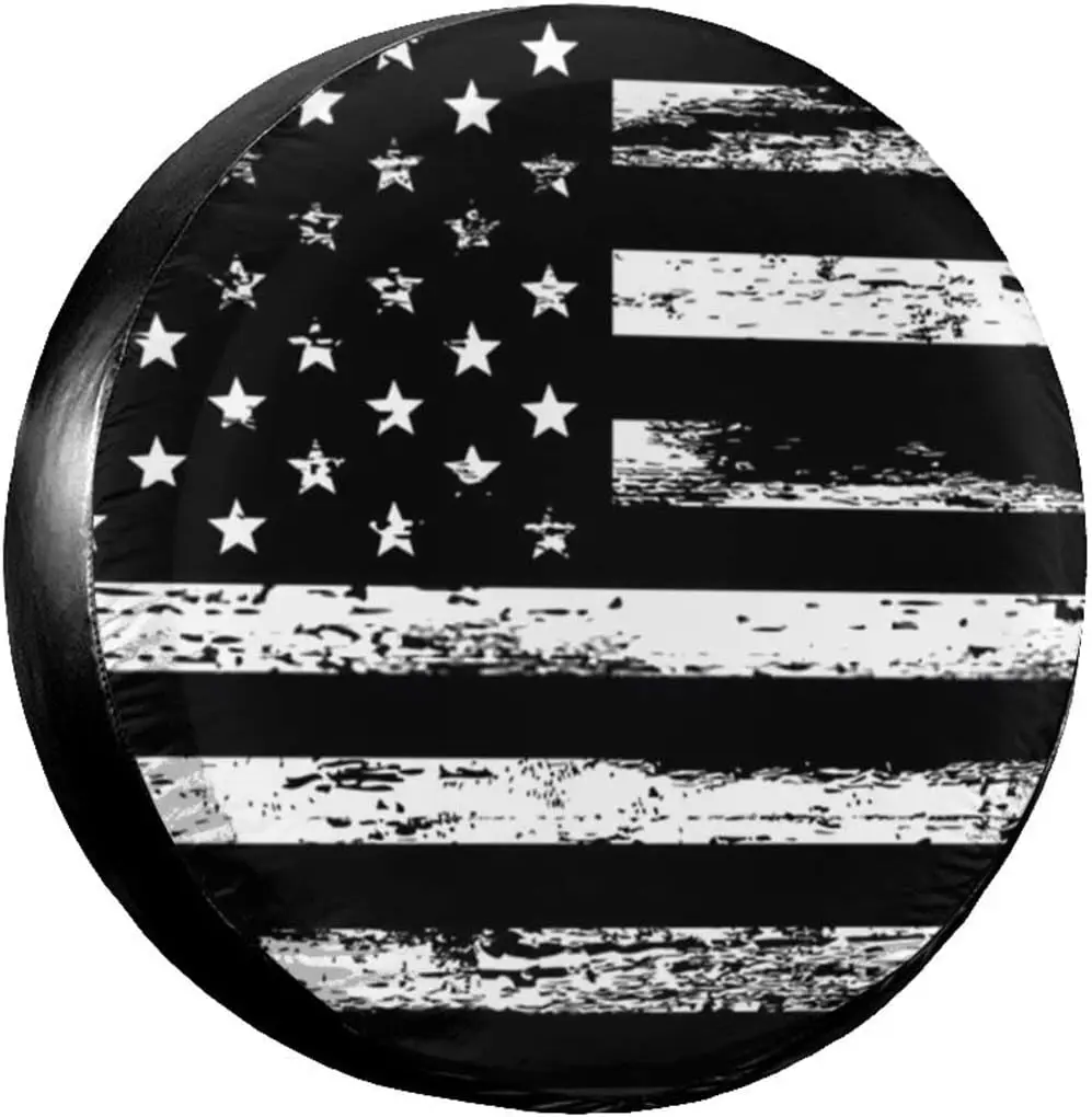

Черно-белая крышка запасного колеса с американским флагом Пылезащитная крышка колеса для RV Прицепа Грузовика SUV покрышка Колеса Универсальная для прицепа