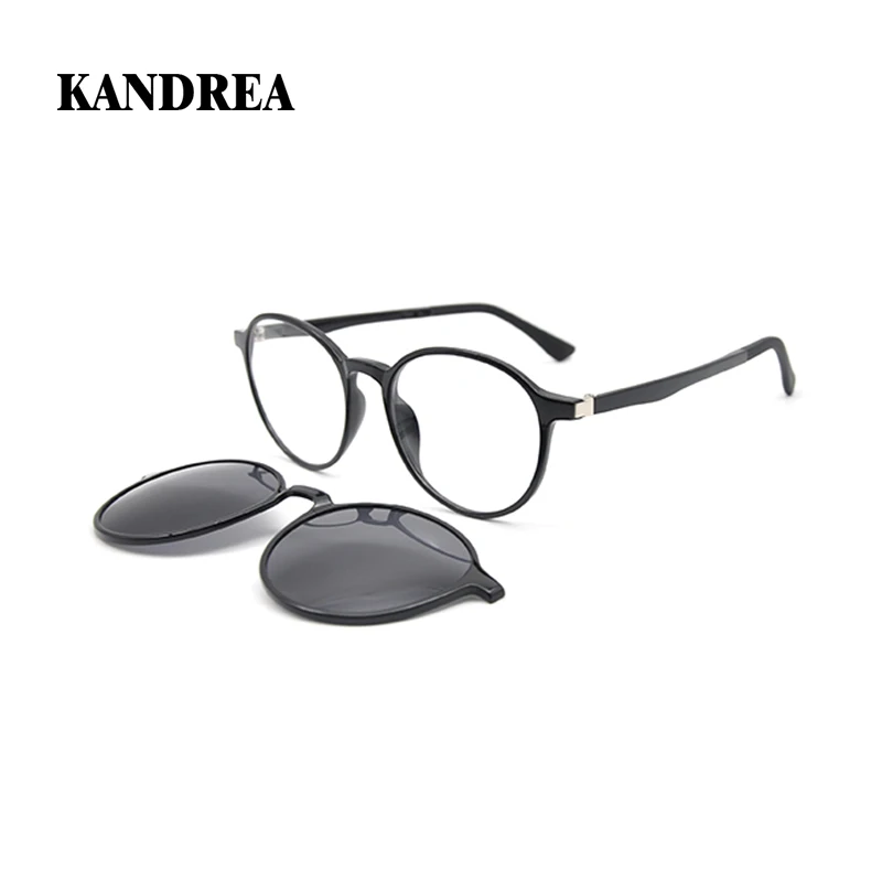 

KANDREA Round Retro Glasses Frame Women Magnet Polarized Clip On Magnetic Sunglasses Eyewear Optical Prescription Glasses 2252