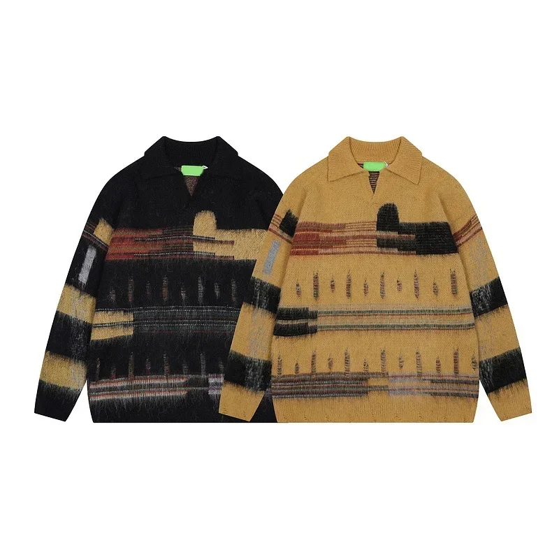 Американский винтажный стиль элегантный свитер с длинными рукавами желтый