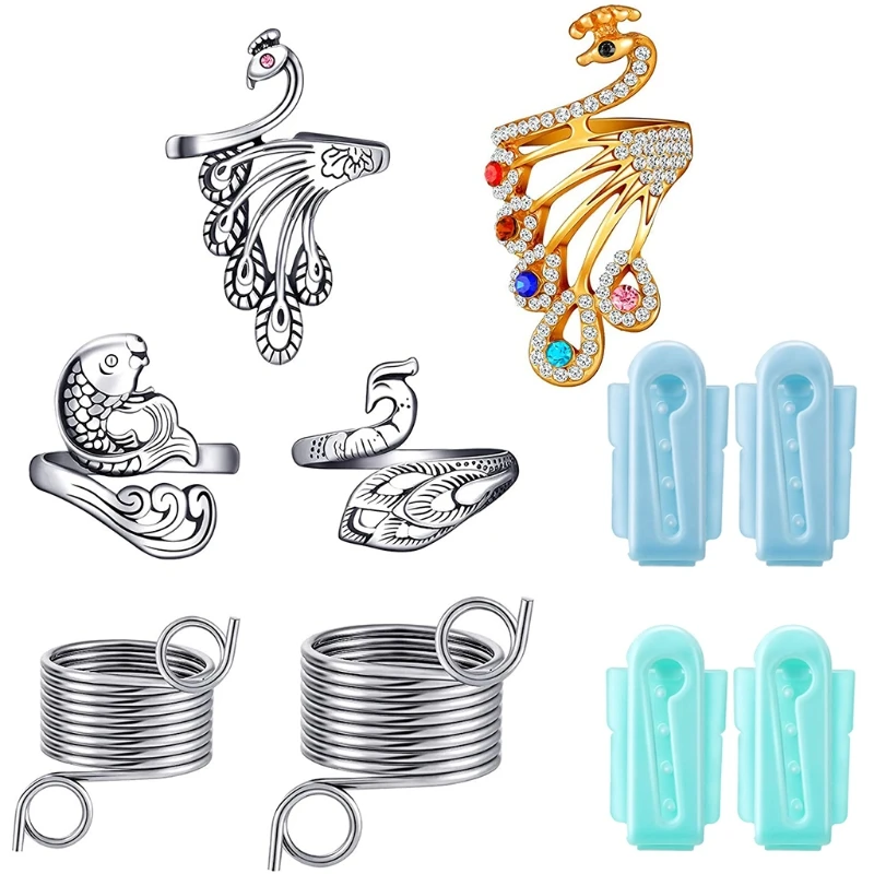 

Finger Holder Set, 2 Pieces Adjustable Knitting Crochet Loop Rings with Metal a