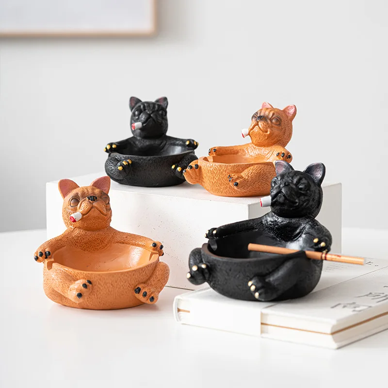 

Creative Ashtray Anti-flying Ash Household Large Capacity Cute Cartoon Dog Resin Ashtray Home Decoration for Boyfriend Gift