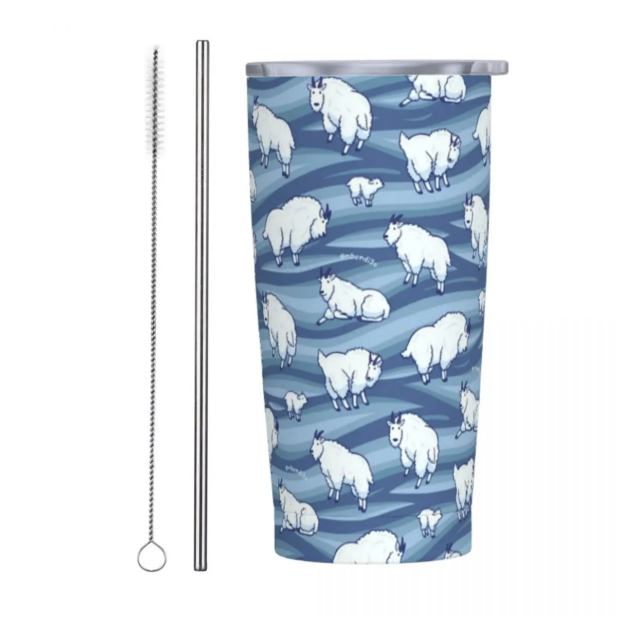 Изолированный стакан с крышкой в виде горных коз Термокружка для животных термос