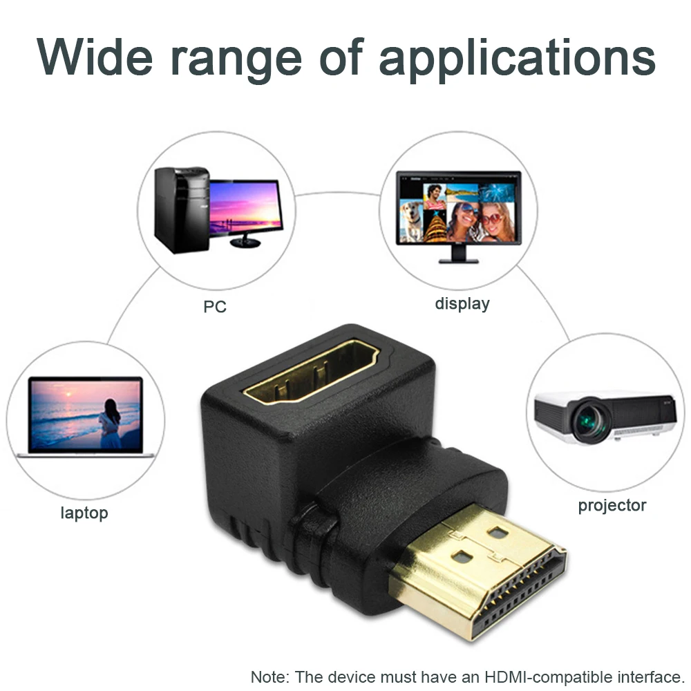 HDMI-совместимый адаптер под прямым углом 90 градусов HDMI-совместимый конвертер 270 градусов штекер-гнездо удлинитель угловой разъем (art.: 3920bcda22005) - 3920bcda22005