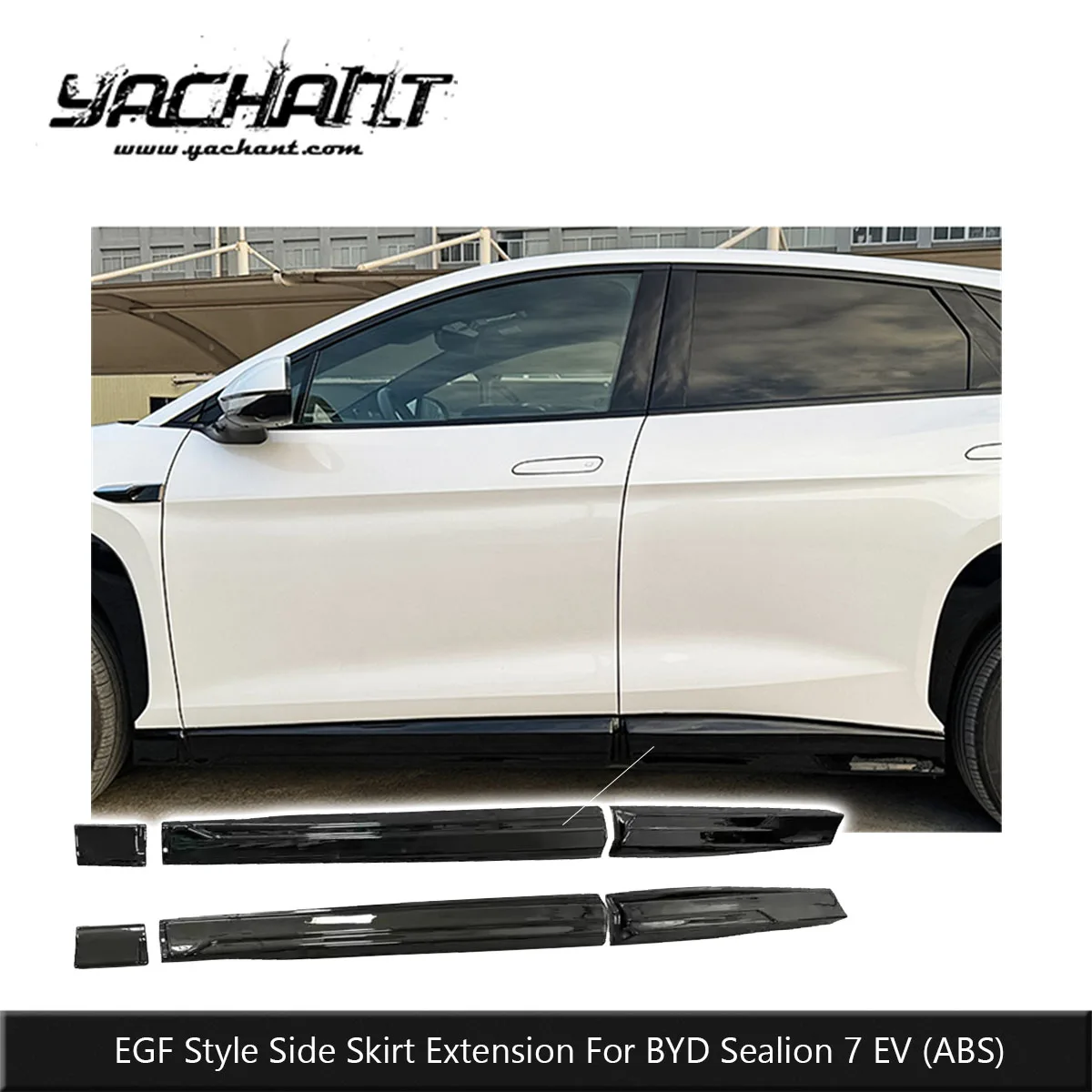 Фото Накладки на пороги из АБС-пластика в стиле EGF для BYD Sealion 7 EV, нижние накладки на кузов, боковые контурные элементы, декоративная отделка №1