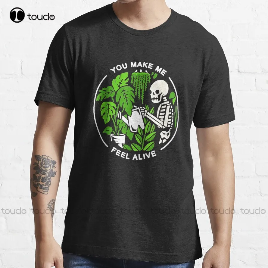 

You Make Me Feel Alive Skeleton Gardening T-Shirt Black And White Shirt Custom Aldult Teen Unisex Digital Printing Tee Shirt