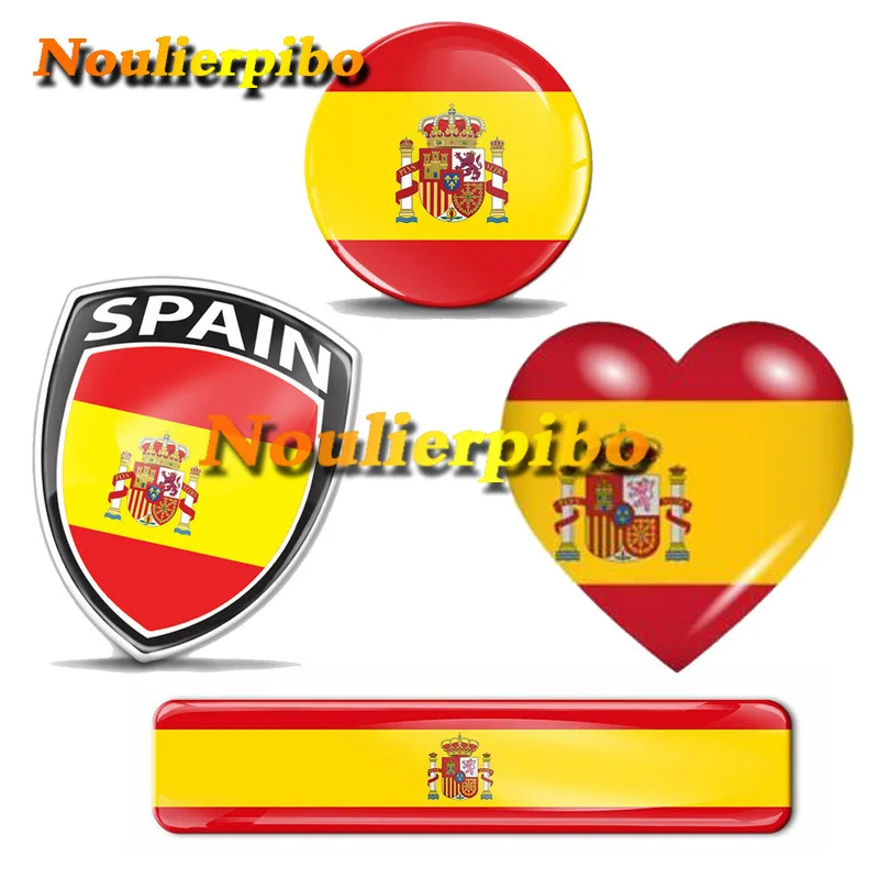 

3D Gel Silicone Dome Spain Flag Sticker Resin Concave and Convex Material Car Interior Stickers for Motorcycle Helmet Racing