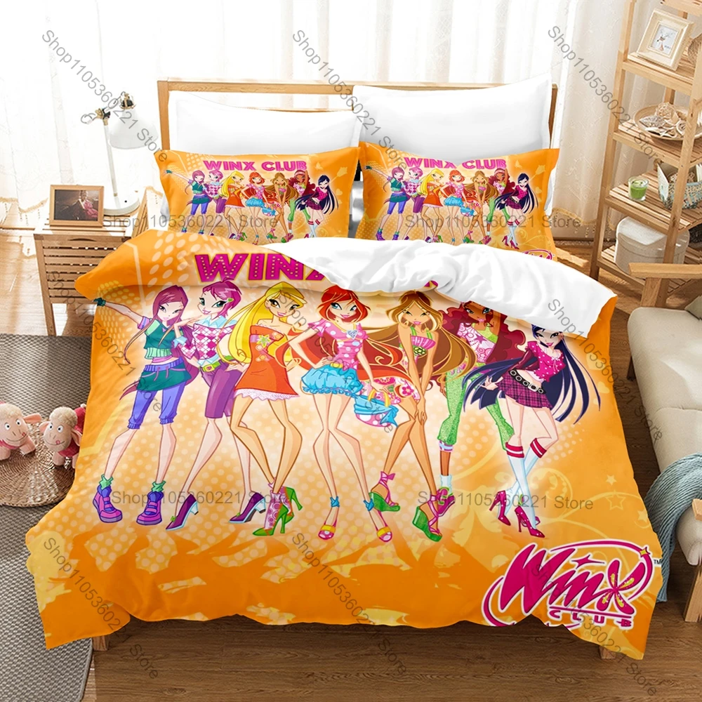 Фото Комплект постельного белья с принтом W-Winx, 3 предмета: мягкий дышащий пододеяльник и наволочки, модное домашнее постельное белье для декора №1