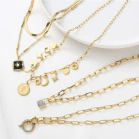 bohemia stainless steel gold plated women choker necklaces fashion diamond inlay pendant clavicle necklaces party jewelry gifts