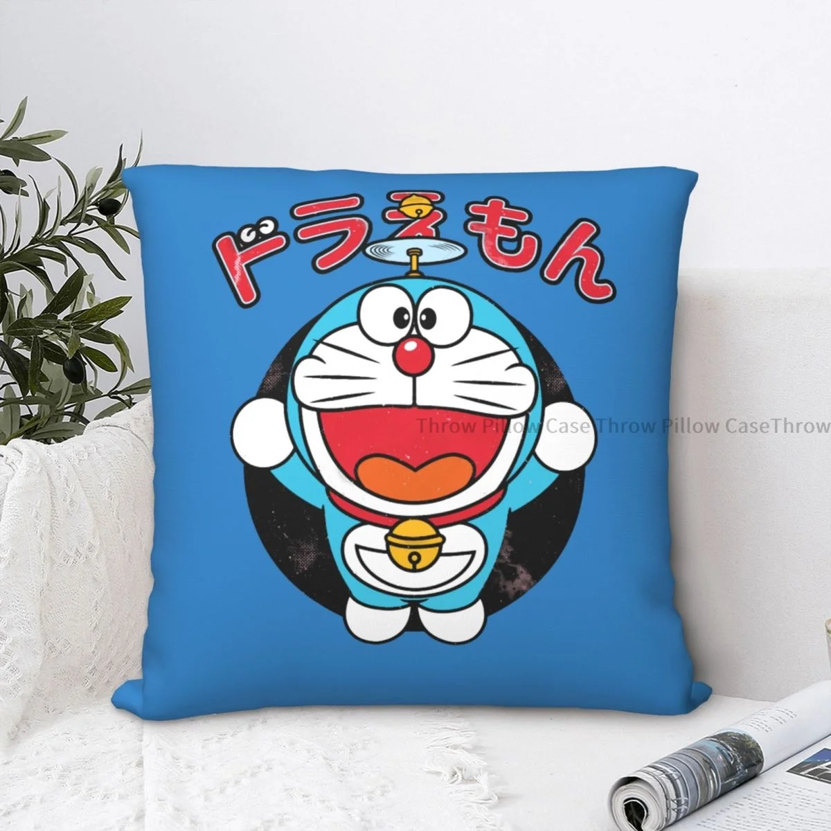 

Vintage Cojines Throw Pillow Case Doraemon Cat Cartoon Manga Series Cushion Home Sofa Chair Print Decorative Coussin